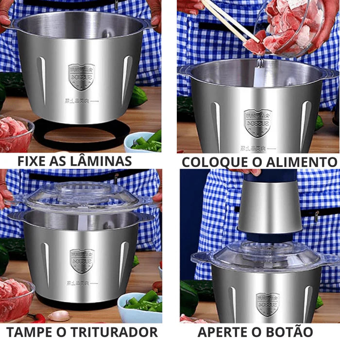 Triturador Processador De Alimentos Carne e Legumes Multiprocessador Elétrico 2 Modos 110v-220v