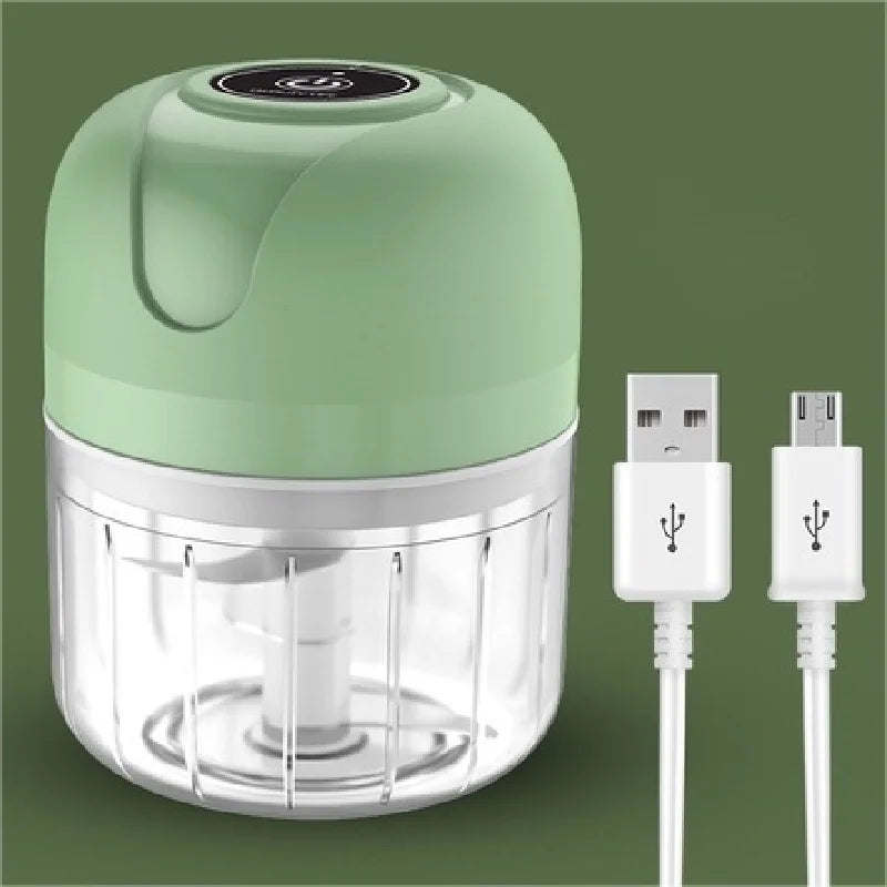 Mini Processador Elétrico de Alimentos Portátil com 3 lâminas de aço inox USB 250ml